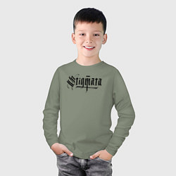 Лонгслив хлопковый детский Stigmata логотип, цвет: авокадо — фото 2