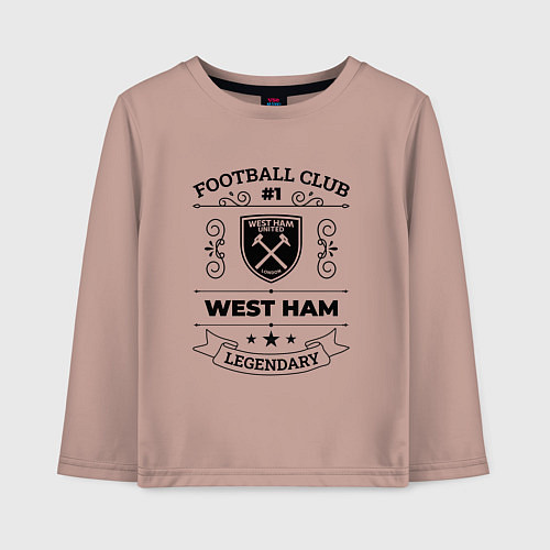 Детский лонгслив West Ham: Football Club Number 1 Legendary / Пыльно-розовый – фото 1