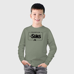 Лонгслив хлопковый детский The Sims Gaming Champion: рамка с лого и джойстико, цвет: авокадо — фото 2