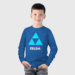 Лонгслив хлопковый детский Символ Zelda в неоновых цветах, цвет: синий — фото 2