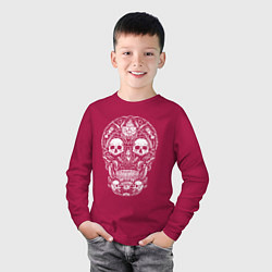 Лонгслив хлопковый детский Ажурный авангардный череп Герб, цвет: маджента — фото 2