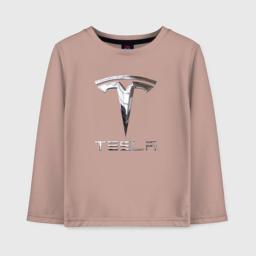 Детский лонгслив Tesla Logo Тесла Логотип / Пыльно-розовый – фото 1