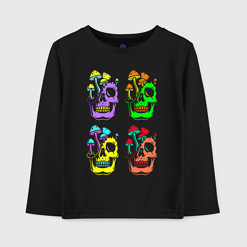 Детский лонгслив Skulls Pop art / Черный – фото 1