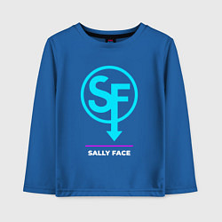 Лонгслив хлопковый детский Символ Sally Face в неоновых цветах, цвет: синий
