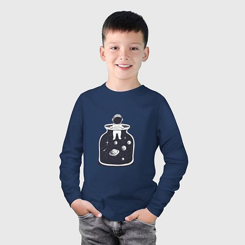 Детский лонгслив Космонавт в банке / Тёмно-синий – фото 3