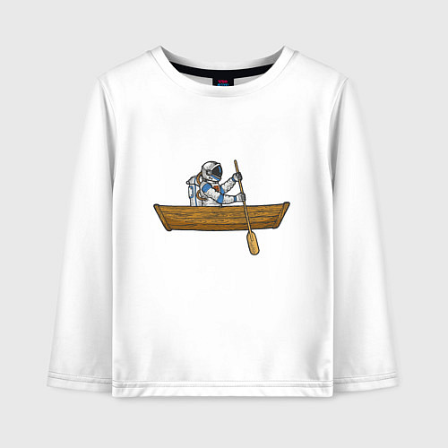 Детский лонгслив Космонавт в лодке / Белый – фото 1