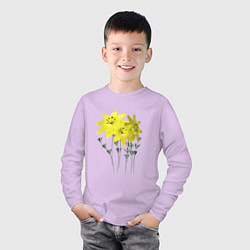 Лонгслив хлопковый детский Flowers yellow, цвет: лаванда — фото 2