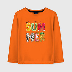 Лонгслив хлопковый детский Summer буквы из фруктов, цвет: оранжевый