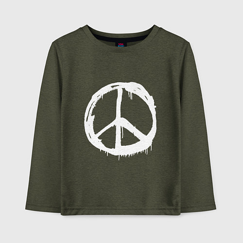 Детский лонгслив Pacific symbol white / Меланж-хаки – фото 1