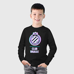 Лонгслив хлопковый детский Club Brugge FC в стиле Glitch, цвет: черный — фото 2