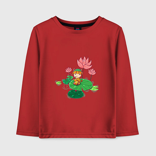 Детский лонгслив Бык рыбачок / Красный – фото 1