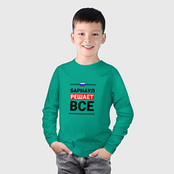 Лонгслив хлопковый детский Барнаул решает все, цвет: зеленый — фото 2