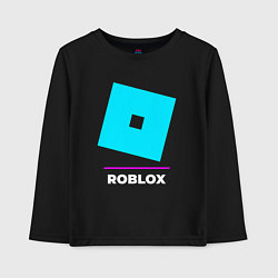 Лонгслив хлопковый детский Символ Roblox в неоновых цветах, цвет: черный