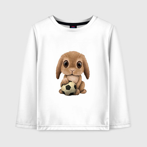 Детский лонгслив Футбол - Кролик / Белый – фото 1