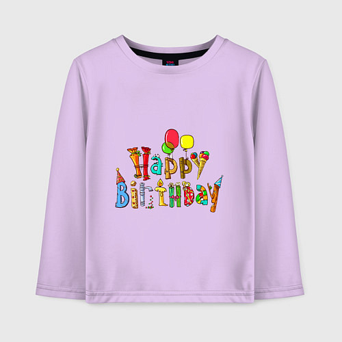 Детский лонгслив Happy birthday greetings / Лаванда – фото 1