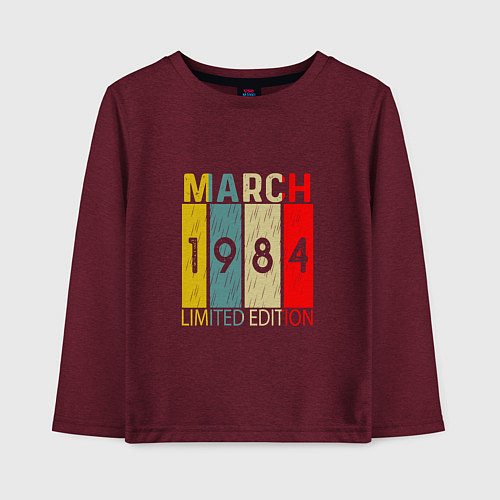 Детский лонгслив 1984 - Март / Меланж-бордовый – фото 1