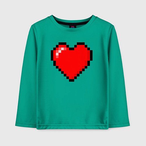 Детский лонгслив Пиксельное сердце-здоровье - Красный / Зеленый – фото 1