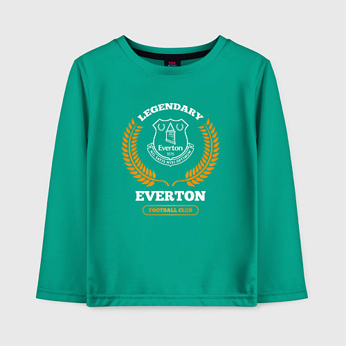 Детский лонгслив Лого Everton и надпись legendary football club / Зеленый – фото 1
