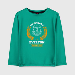 Лонгслив хлопковый детский Лого Everton и надпись legendary football club, цвет: зеленый