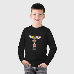Лонгслив хлопковый детский Мир - Жираф, цвет: черный — фото 2