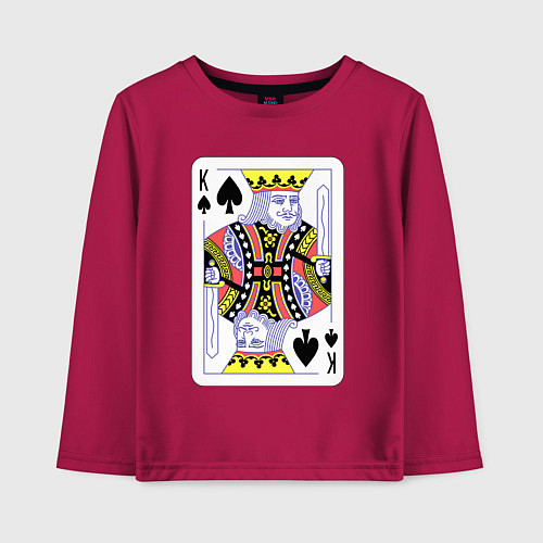 Детский лонгслив Игральная карта - Король / Маджента – фото 1
