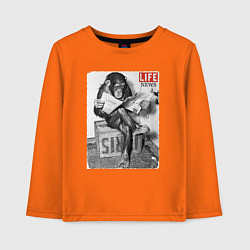 Лонгслив хлопковый детский LIFE NEWS:monkeys, цвет: оранжевый