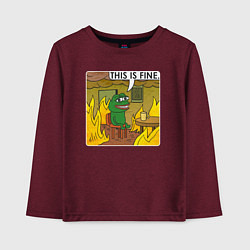 Лонгслив хлопковый детский Пепе Лягушонок в беде, цвет: меланж-бордовый