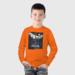 Лонгслив хлопковый детский Оранжевая Луна и прыжки с водопада, цвет: оранжевый — фото 2