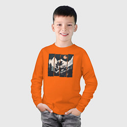 Лонгслив хлопковый детский Оранжевая луна и лесное ралли, цвет: оранжевый — фото 2