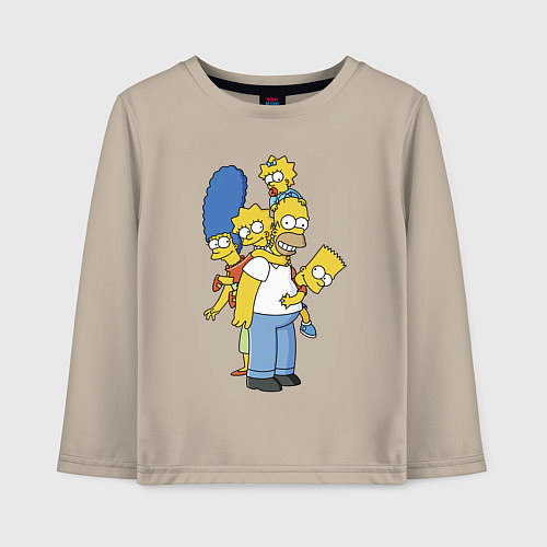 Детский лонгслив Прикольная семейка Симпсонов / Миндальный – фото 1