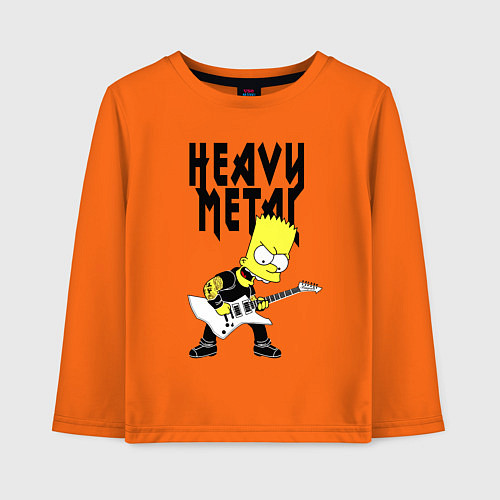 Детский лонгслив Барт Симпсон - heavy metal / Оранжевый – фото 1
