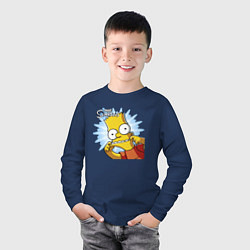 Лонгслив хлопковый детский Барт Симпсон корчит рожицу!, цвет: тёмно-синий — фото 2