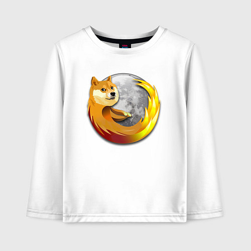 Детский лонгслив Пёсик Доге охватывает планету / Белый – фото 1