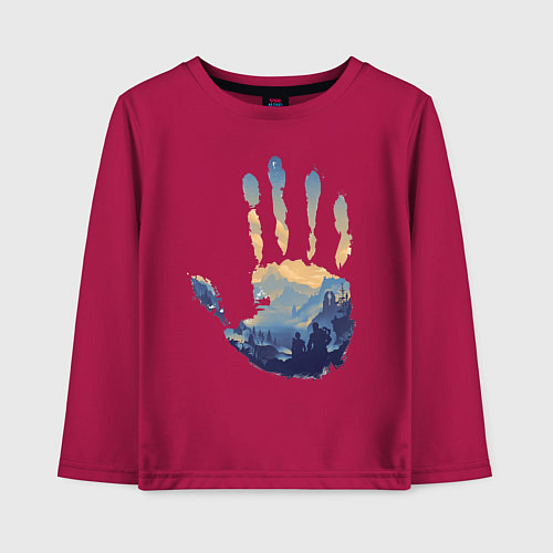 Детский лонгслив Отпечаток ладони Кратоса / Маджента – фото 1