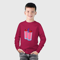 Лонгслив хлопковый детский Два бокала с коктейлем, цвет: маджента — фото 2