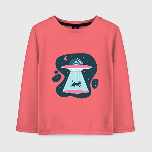 Детский лонгслив НЛО - Похищение / Коралловый – фото 1
