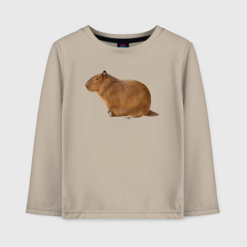 Детский лонгслив Капибара сидит и спит / Миндальный – фото 1
