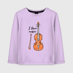 Лонгслив хлопковый детский Я люблю скрипку, цвет: лаванда