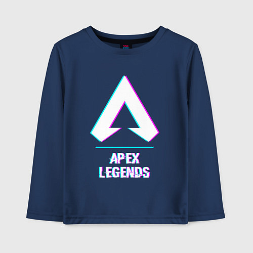 Детский лонгслив Apex Legends в стиле glitch и баги графики / Тёмно-синий – фото 1