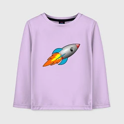 Лонгслив хлопковый детский Ракета летит в небе, цвет: лаванда