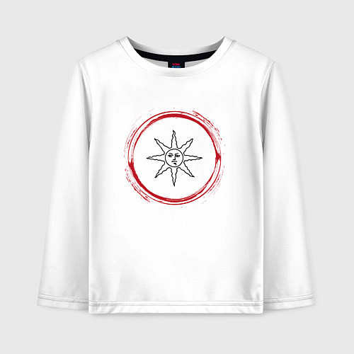 Детский лонгслив Символ Dark Souls и красная краска вокруг / Белый – фото 1