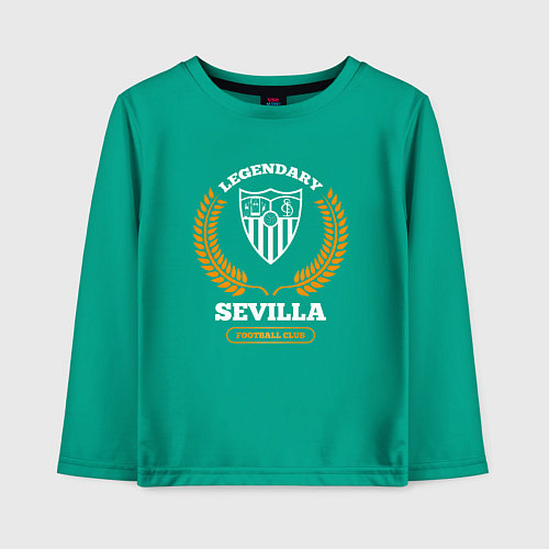 Детский лонгслив Лого Sevilla и надпись legendary football club / Зеленый – фото 1