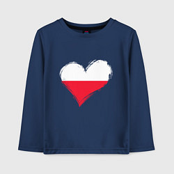 Лонгслив хлопковый детский Сердце - Польша, цвет: тёмно-синий