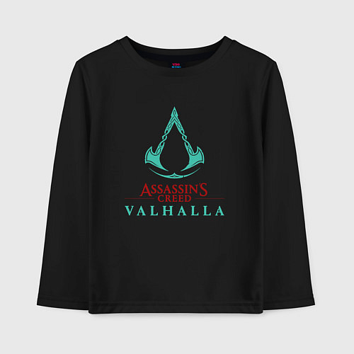 Детский лонгслив Assassins Creed Valhalla - logo / Черный – фото 1