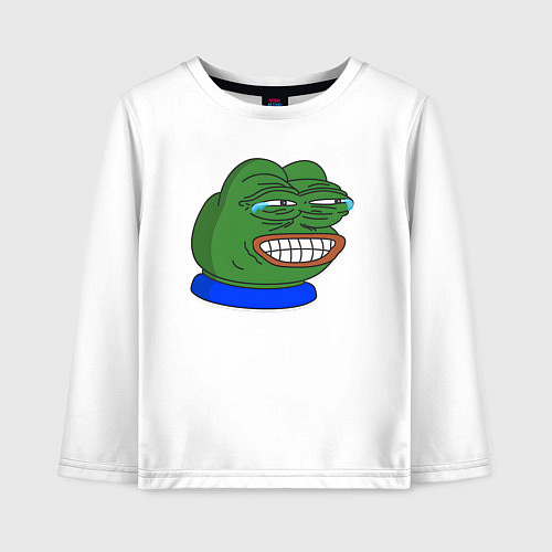 Детский лонгслив Лягушонок Пепе насмешливо смеётся / Белый – фото 1