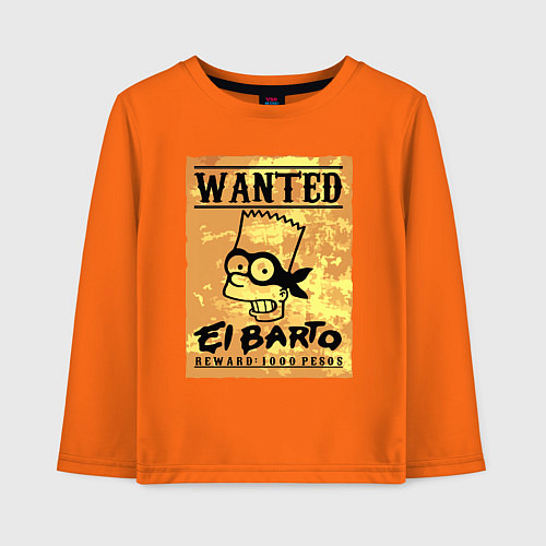 Детский лонгслив Розыск - Барт Симпсон - вознаграждение гарантирова / Оранжевый – фото 1