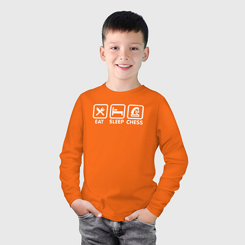 Детский лонгслив Ешь Спи Играй в шахматы / Оранжевый – фото 3