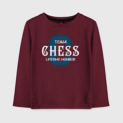 Лонгслив хлопковый детский Пожизненный член команды по шахматам, цвет: меланж-бордовый