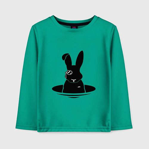 Детский лонгслив Кролик с моноклем / Зеленый – фото 1