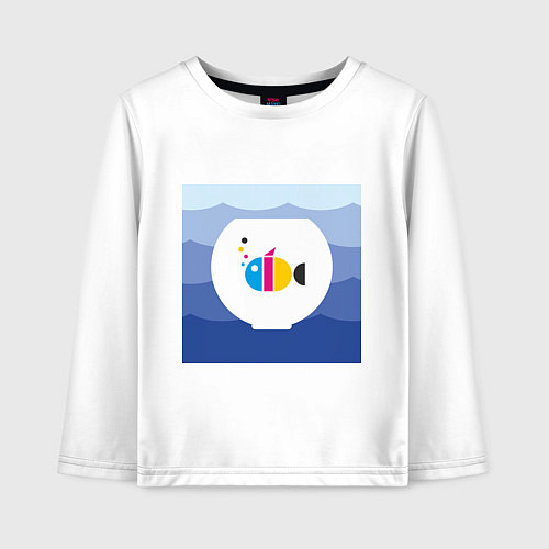 Детский лонгслив CMYK рыбка / Белый – фото 1